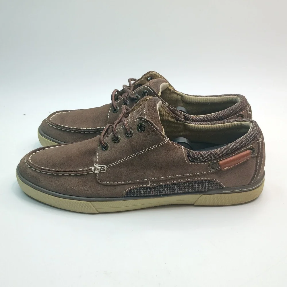 G.H. Bass & Co Boat Shoes Men Size 9 Brown Suede Fabric Lace Up Casual